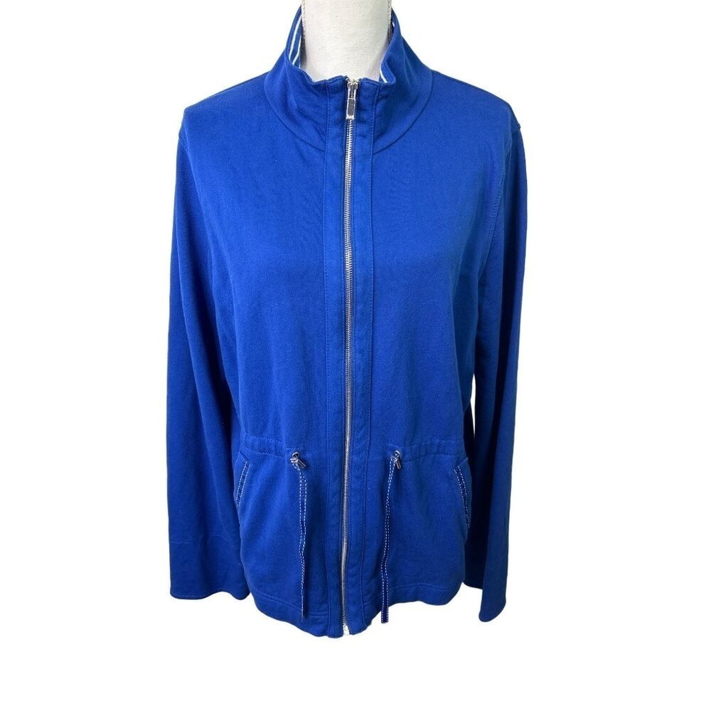 Jones New York Signature Blue Zip Jacket XL Drawstring Waist‎ Casual - Picture 3 of 12